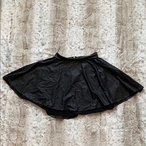 Women’s Black Faux Leather Skater Skirt